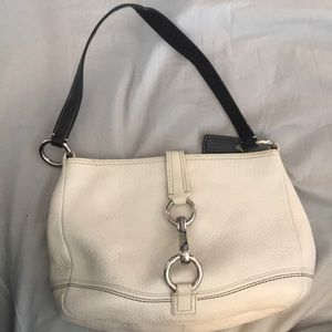White shoulder coach bag
